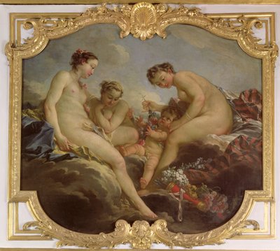 The Three Graces, Decorative Panel from the Bedroom of the Princess of Rohan, c.1735-40 by François Boucher